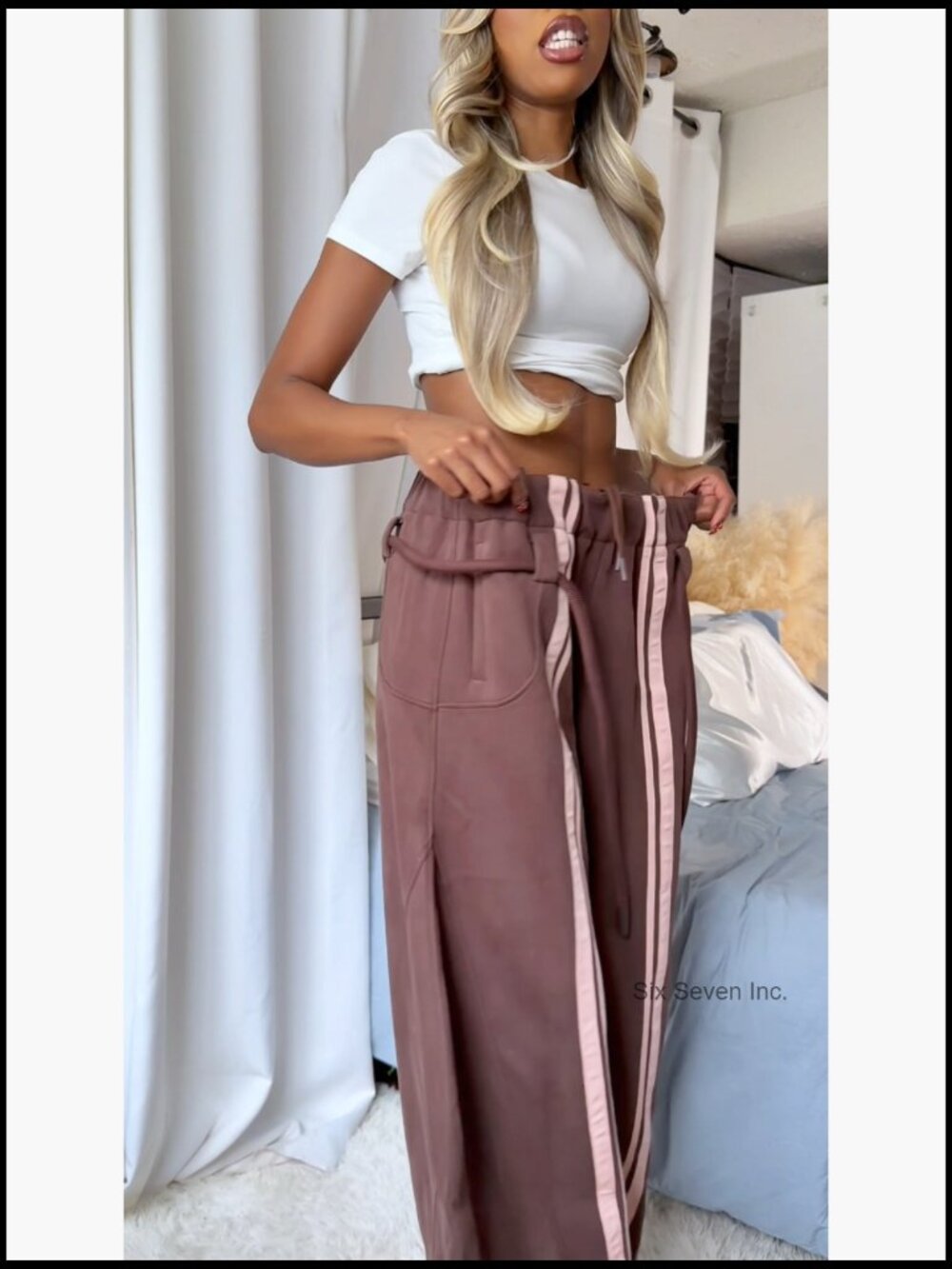 Stripe Super Baggy Sweatpants Oversized Barrel Pants Wide Leg Elastic Waist - Picture 7 of 7